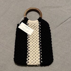 Laude The Label Black and Cream knit Handbag